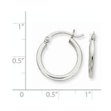 14 Karat White Gold 2mm 3/4 inch Hoop Earring,