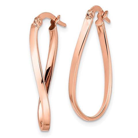 10 Karat Rose Gold Polished Slight Twist Hoop Earrings