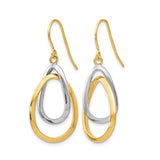 10 Karat Two Tone Shepherd Hook Dangle Earrings