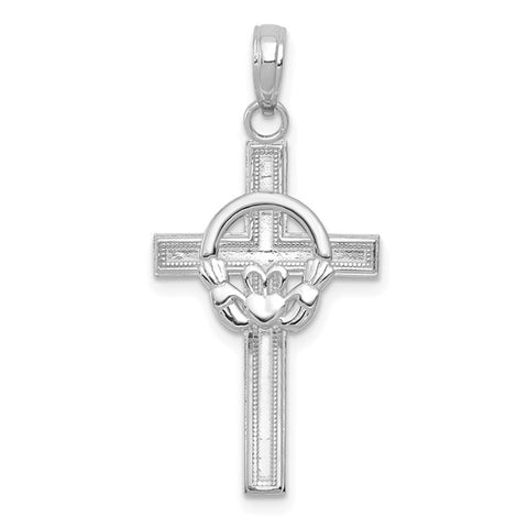 10 Karat White Gold Claddagh Cross