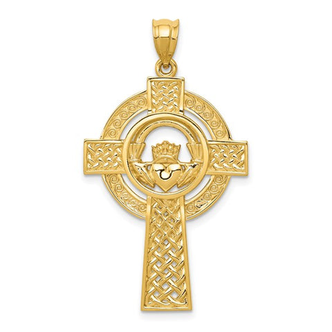 14 Karat Yellow Gold Claddagh Cross