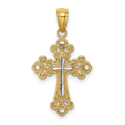 14 Karat Yellow Gold with White Rhodium accents Cross