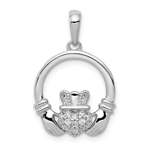 14 Karat White Gold Claddagh Pendant