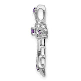 10 Karat White Gold Amethyst Fleur de Lis Cross