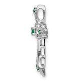 10 Karat White Gold Emerald Fleur de Lis Cross