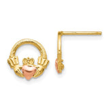 14 Karat Two Tone Claddagh Earrings