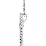 14 Karat White Gold Petite Aquamarine Cross & Chain