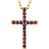 14 Karat White Gold Petite Amethyst Cross & Chain