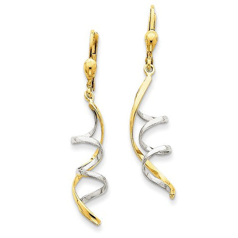 Two Tone 14K Lever Back Earrings