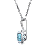 Sterling Silver December Birthstone Halo Necklace