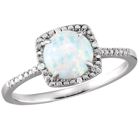 Sterling Silver October Birthstone Halo Ring