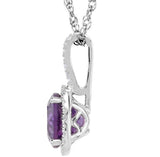 Sterling Silver February Birthstone Halo Necklace