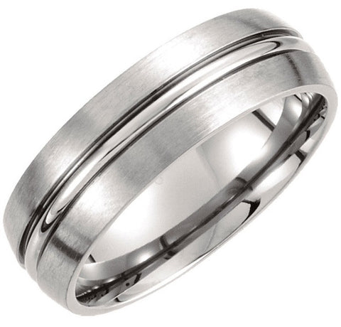 Titanium Grooved Gents Wedding Band