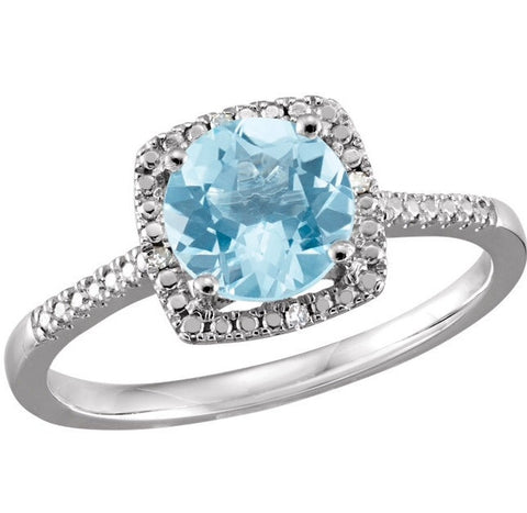 Sterling Silver December Birthstone Halo Ring