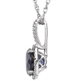 Sterling Silver September Birthstone Halo Necklace