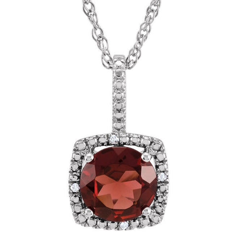 Sterling Silver January Birthstone Halo Necklace