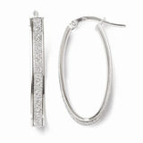 14 Karat White Gold Polished Glimmer Hoop Earrings