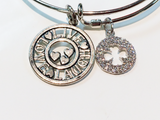 Sterling Silver Clover Expandable Charm Bangle Bracelet