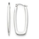 14 Karat White Gold Elongated Rectangular Hoop Earrings